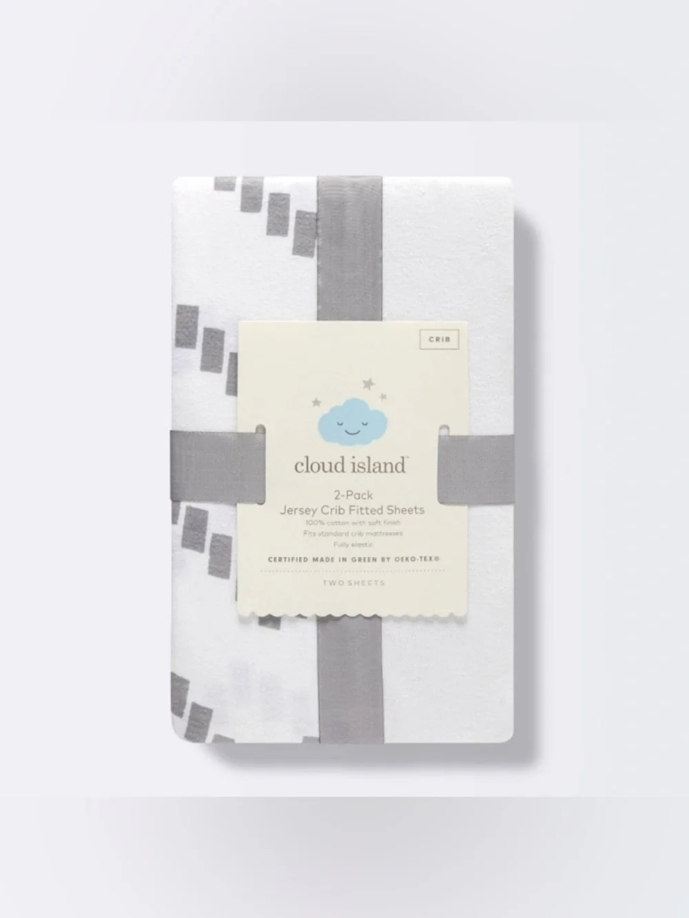 Cloud Island White & Gray Jersey Crib Fitted Sheets - 2 Pack